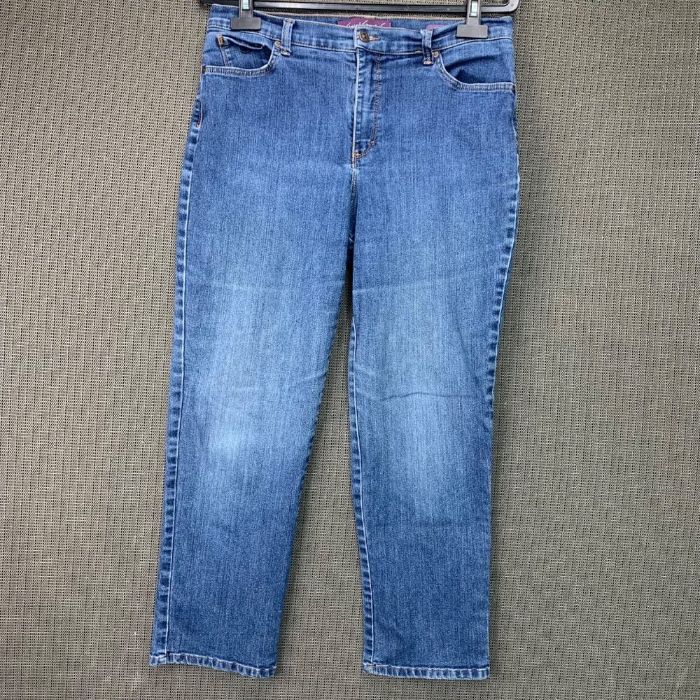 Gloria Vanderbilt Amanda Womens  High Rise Tapered Leg Jeans Size 14 Blue Denim